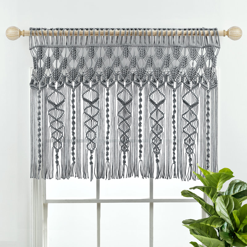 Cotton Tailored 40'' W Window Valance, Gray