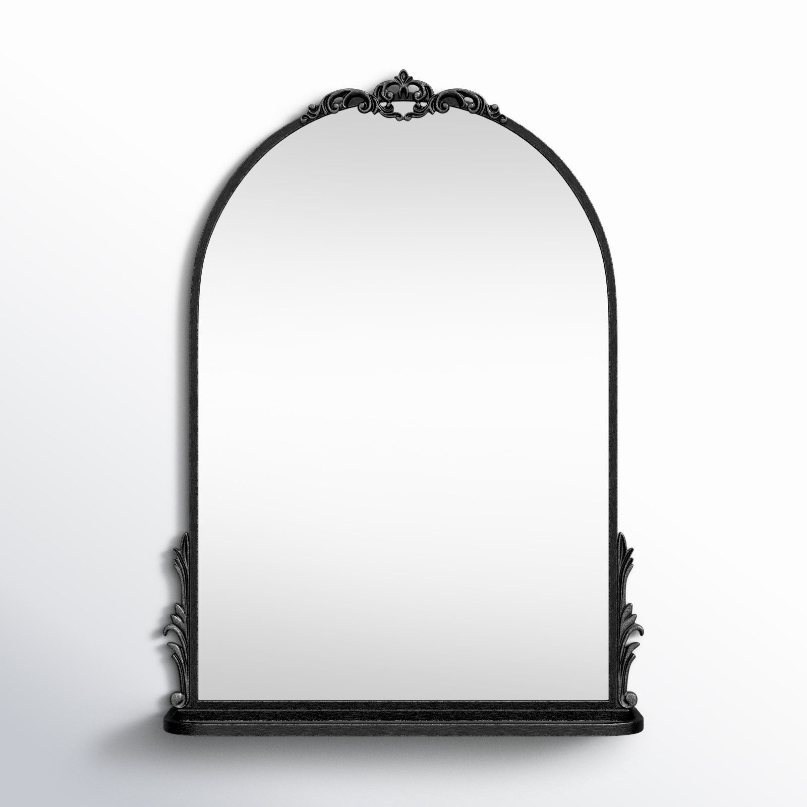 Canoby Metal Arch Mirror with Shelves, Black