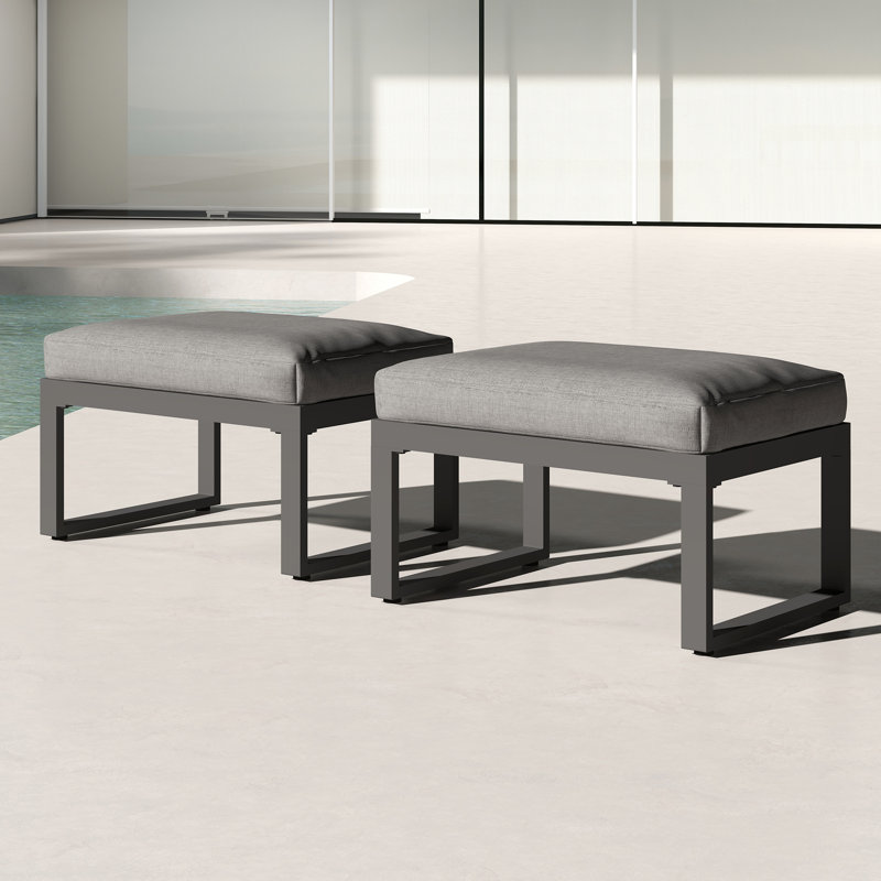 Repose-pieds d'extérieur en aluminium 2 pièces, Gris