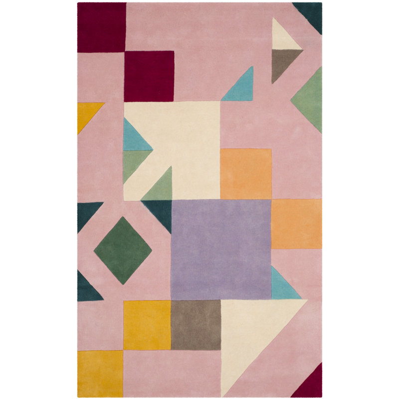 Harsirat Handmade Hand Tufted Wool Pink/Orange/Beige Rug, Rectangle 3' x 5'