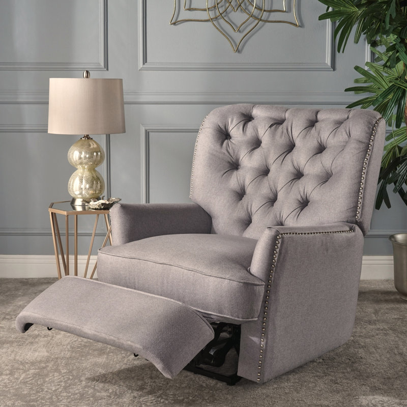 Prestbury Upholstered Power Recliner, Light Gray