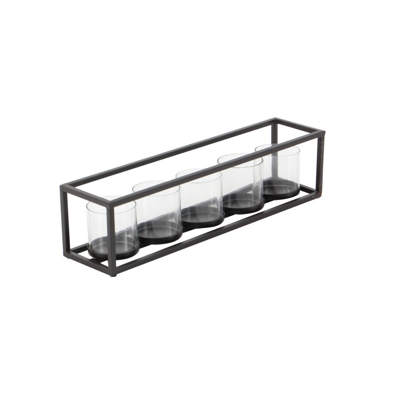 Metal 4 glass sleeve candelabra Galya, H 5 po x l 22 po x P 5 po, 5