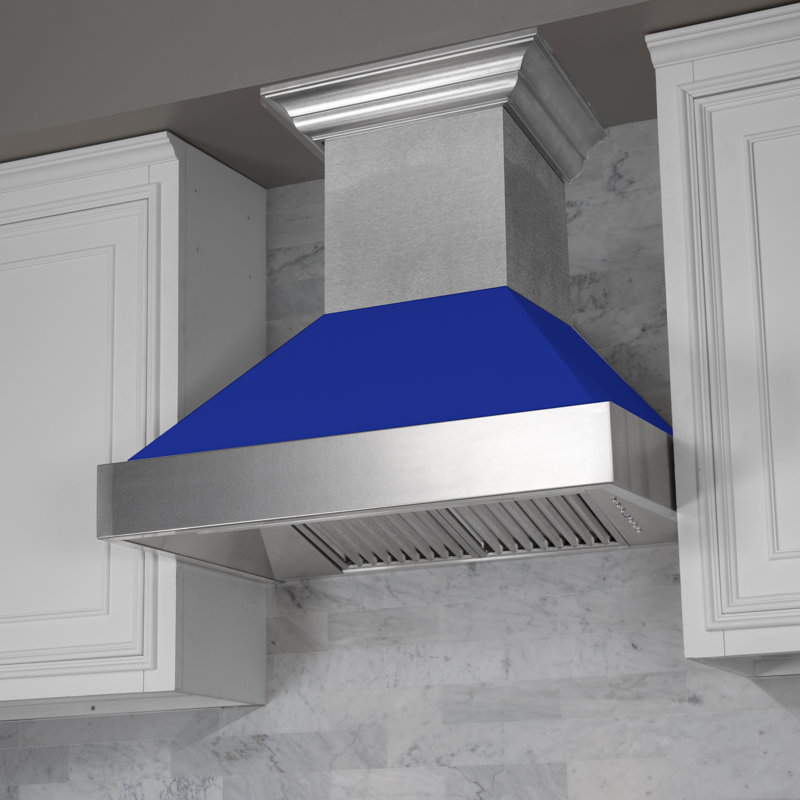 36" Fingerprint Resistant Stainless Steel Range Hood with Fingerprint Resistant Shell (8654SN-36), Blue Matte