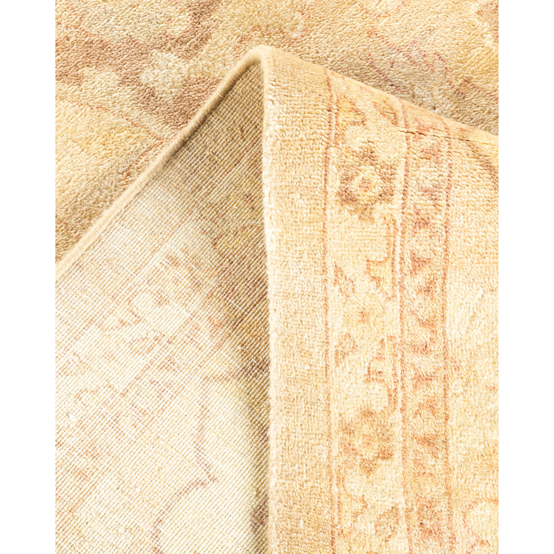 Tapis unique en laine noué à la main ivoire / rose pâle 9 pi 1 po x 11 pi 7 po New Age Haynie