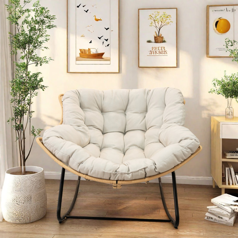 Fauteuil à bascule Luxury Rattan Egg, Beige