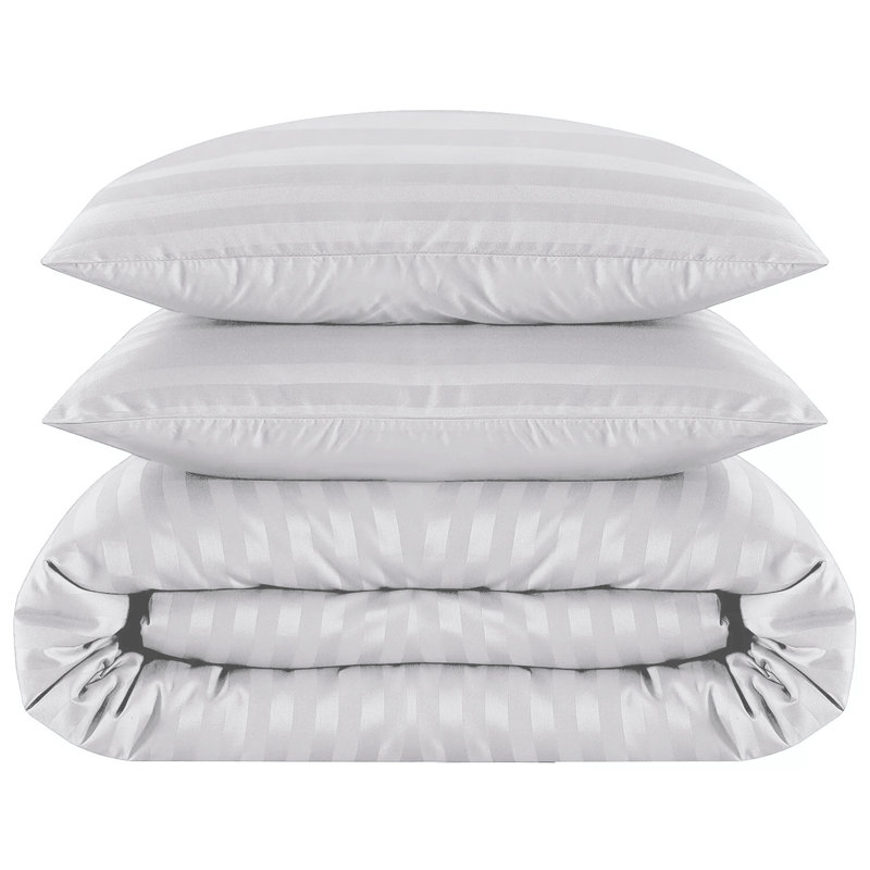 Renze Microfiber 250 TC Reversible Stripe Duvet Cover Set with Pillowcases, Double Duvet Cover + 2 Standard  Pillowcases