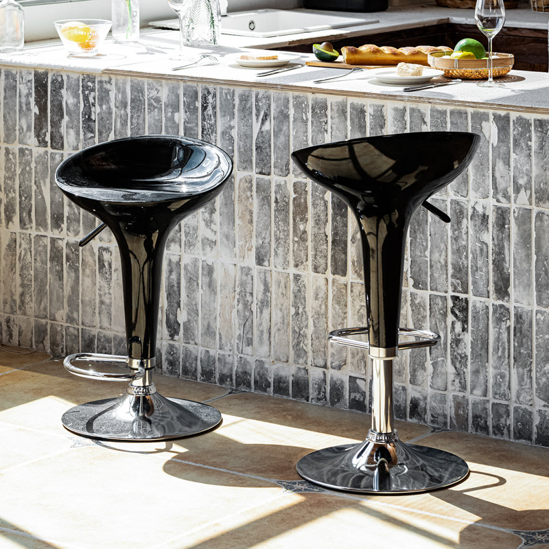 Brucknell Swivel Adjustable Height Counter Stool with Metal Frame, Black