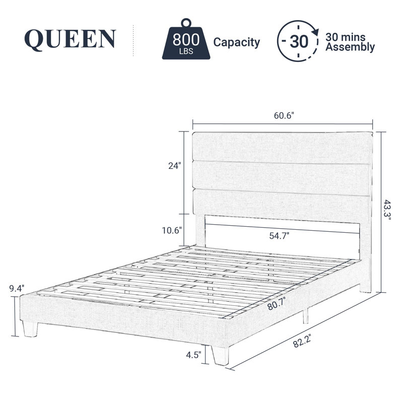 Structure de lit en acier Breeauna, Beige