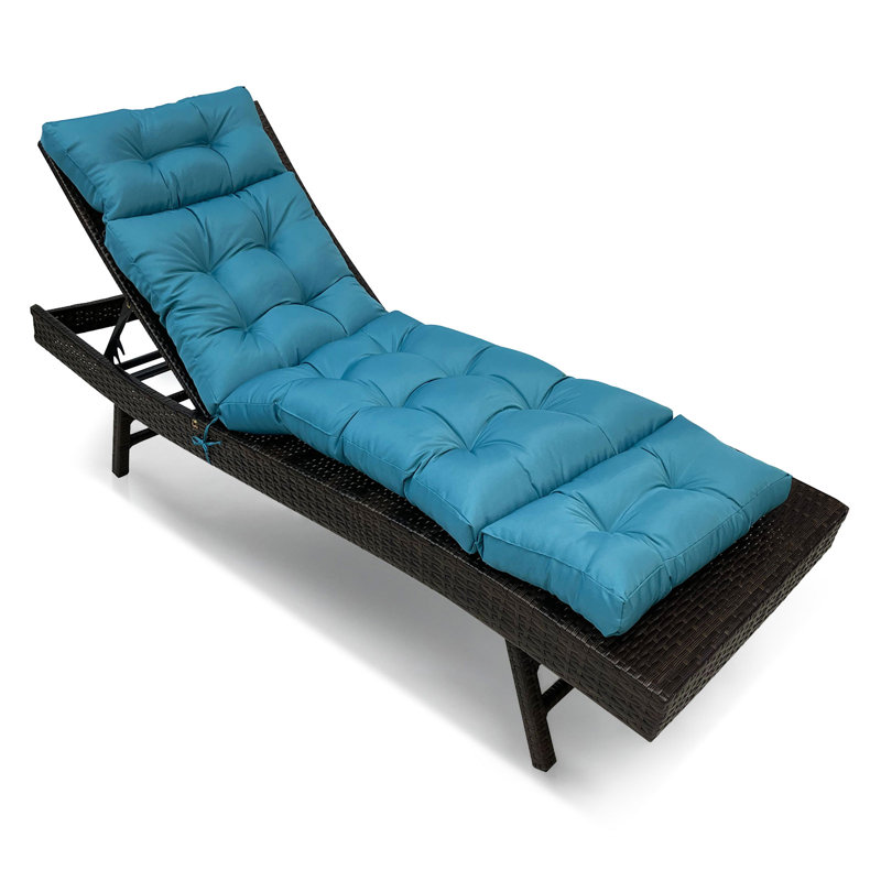 Thickened Outdoor Chaise Lounge Chair Cushion, Soft Memory Foam Filled, Turquoise