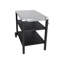 Chariot de barbecue extérieur à 3 niveaux avec plateau en acier inoxydable et structure en acier, finition noire et blanche