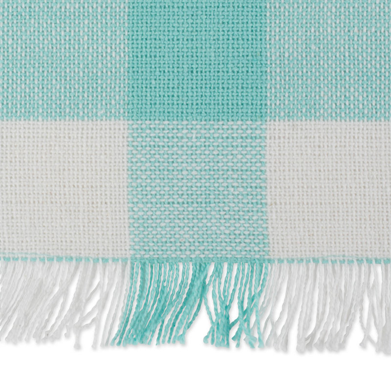 Laszlo Gingham 100% Cotton Table Runner, 14" L x 72" W, Aqua