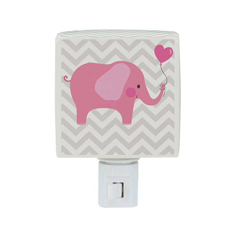 Veilleuse éléphant rose avec nom personnalisé imprimé
