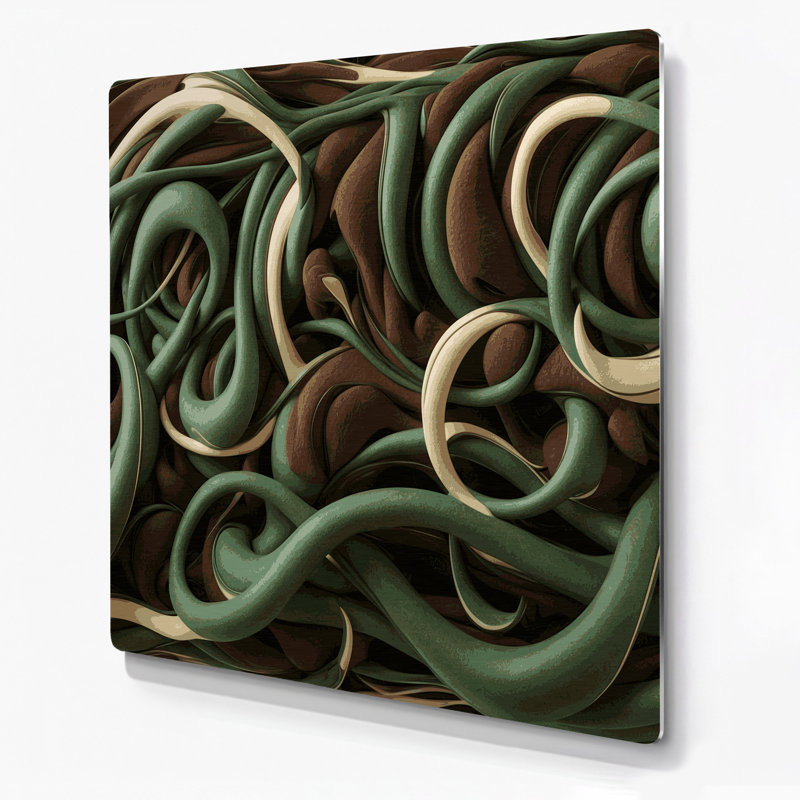 «Biomorphic Abstraction 78», art mural en métal brun, H 16 po x l 16 po