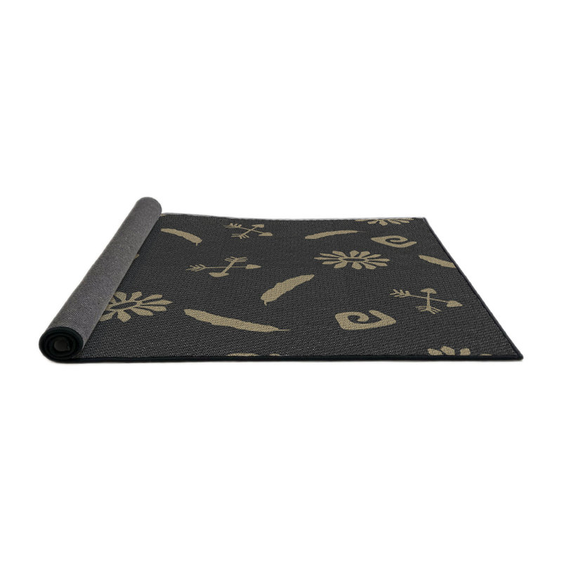 Tapis noir/beige à tisser électrique, Rond 7 pi