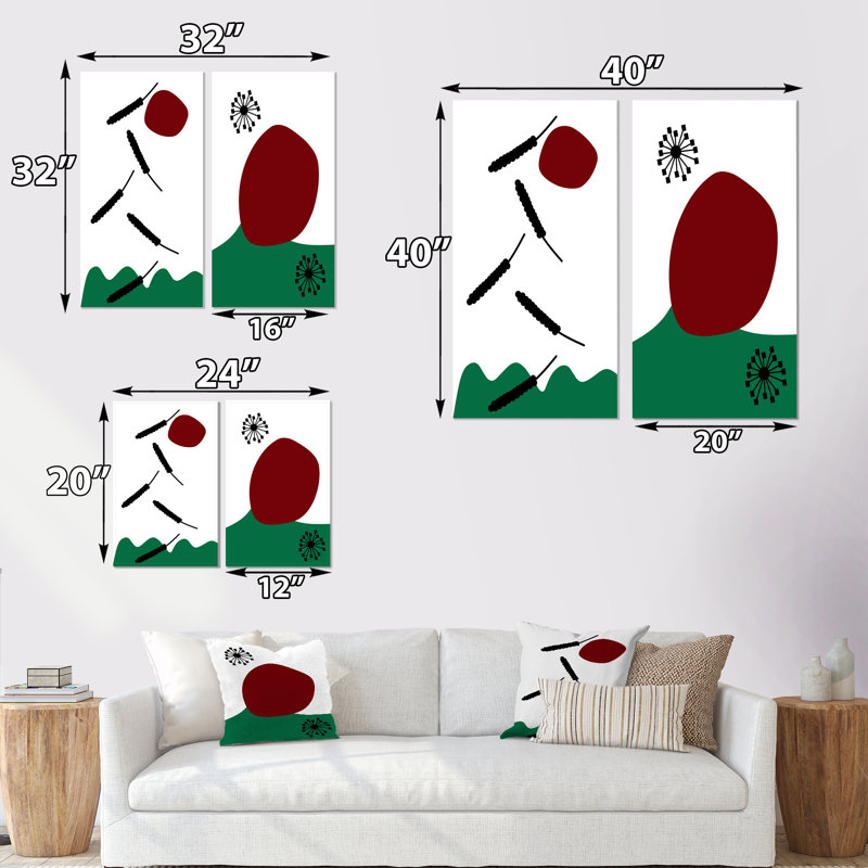 Bohemian Mid Century Geometric Typographie II - ensemble de 2 reproductions, Toile tendue, H 20 po x l 24 po x P 1 po
