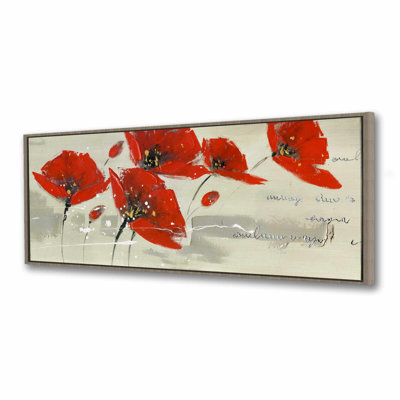 Abstract Red Flowers in the Wind | Framed Canvas Wall Art