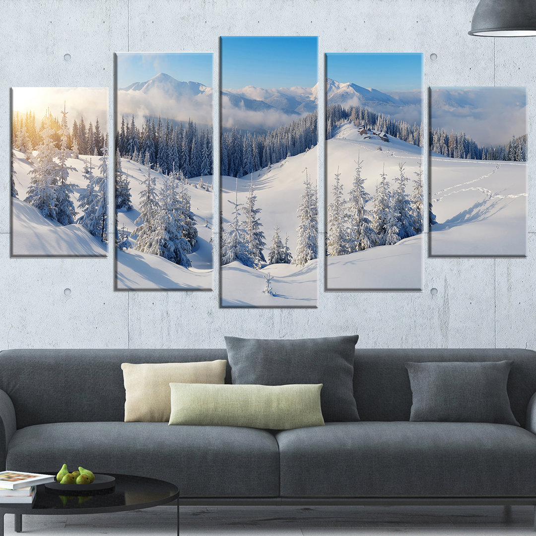 " Winter Mountains Panorama " 5 - Pieces Millwood Pines