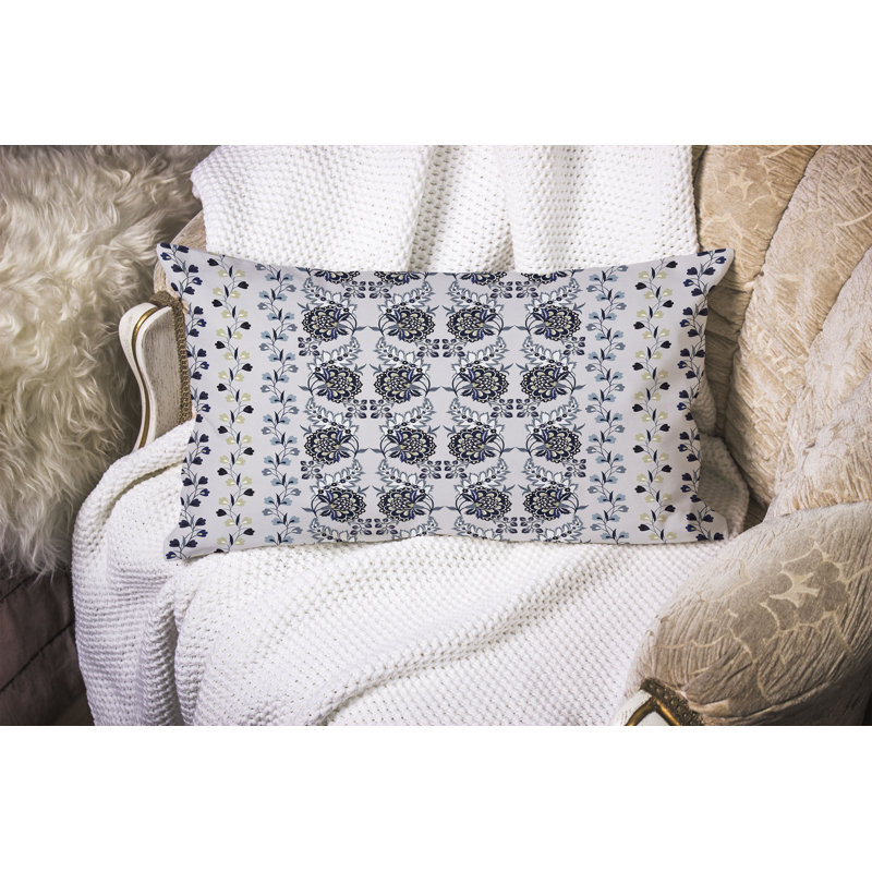 Botanical Bouquet  Rectangular Throw Pillow, Black/Gray