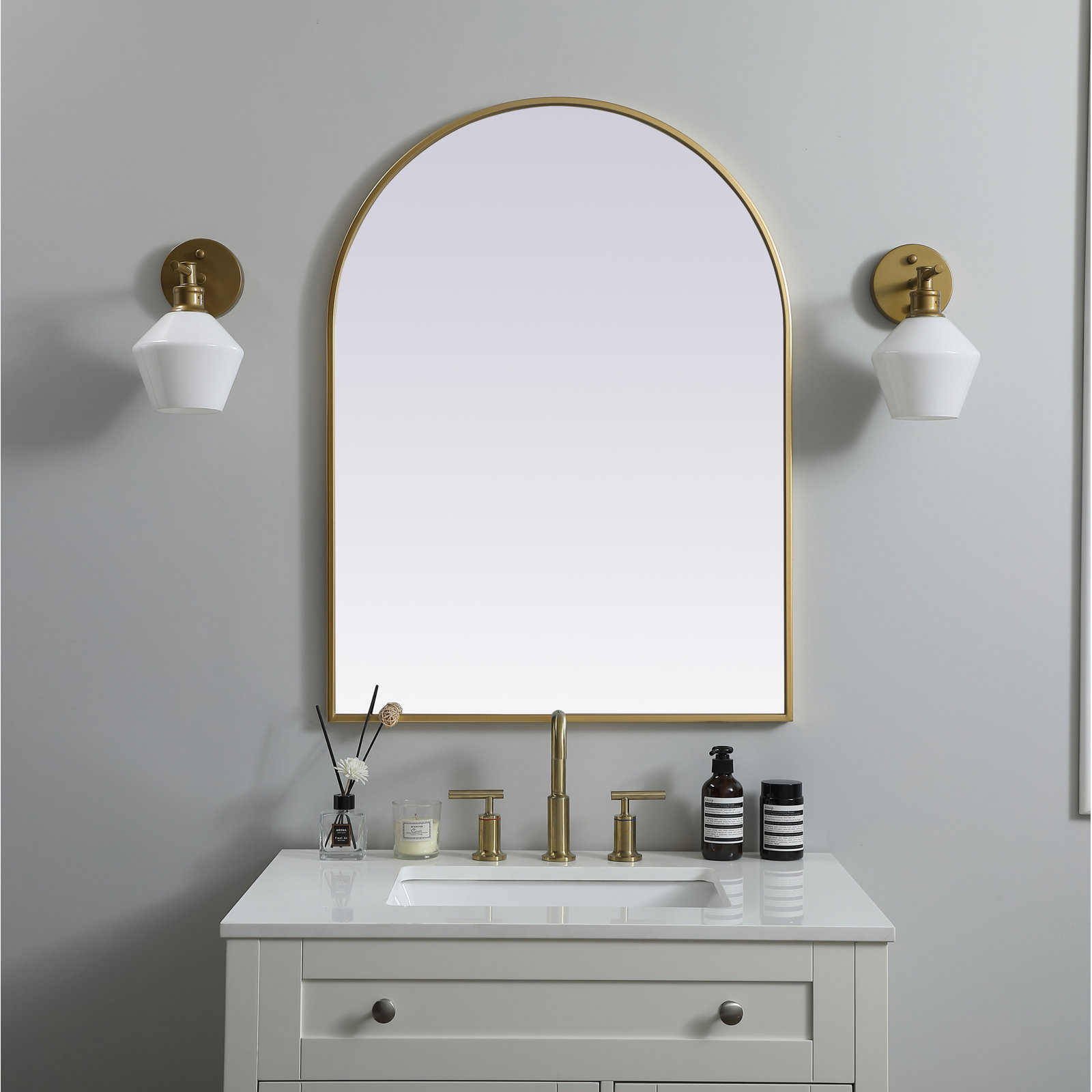 Sabine 36" Accent Mirror, Brass, 36" x 27"