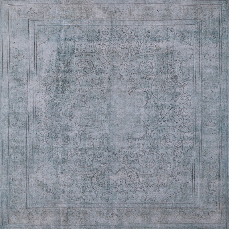 Tapis oriental gris Defiance, Carré 6 pi