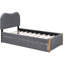 Lit plateforme simple avec rembourrage et lit gigogne - Revêtement doux gris et caché-2103926084-2103926085