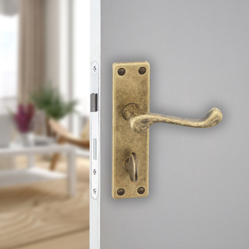 Victorian Scroll Door Handles Set, Copper