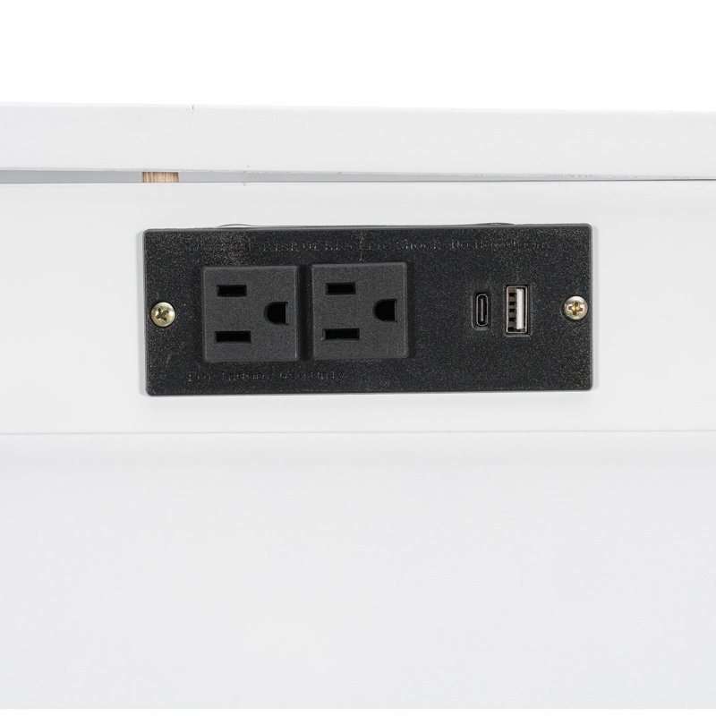 Lit escamotable moderne avec port USB et tablettes amovibles de chaque côté, Blanc