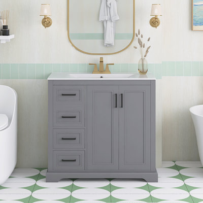 Ensemble de meuble-lavabo autoportant 36 po avec comptoir en céramique 36 po