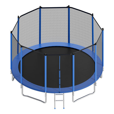 Outdoor Trampoline, 15FT Round Recreational Trampoline with Enclosure Net, ASTM Approved, Heavy Duty Trampolines, Max 470 lbs Weight Capacity, Anti-Rust Backyard Trampolines for Kids & Adults
