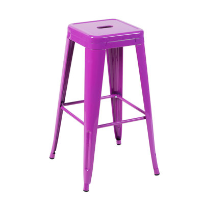 Tabourets de bar en métal de 30 po sans dossier de 4 po de couleur mauve, non empilables, détachables et faciles à assembler, idéaux pour un îlot de cuisine, un bar ou une salle à manger - métal imperméable, structure stable 4, sans effort