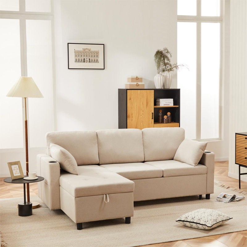 Blerim 3 Seater Sofa Bed, Beige