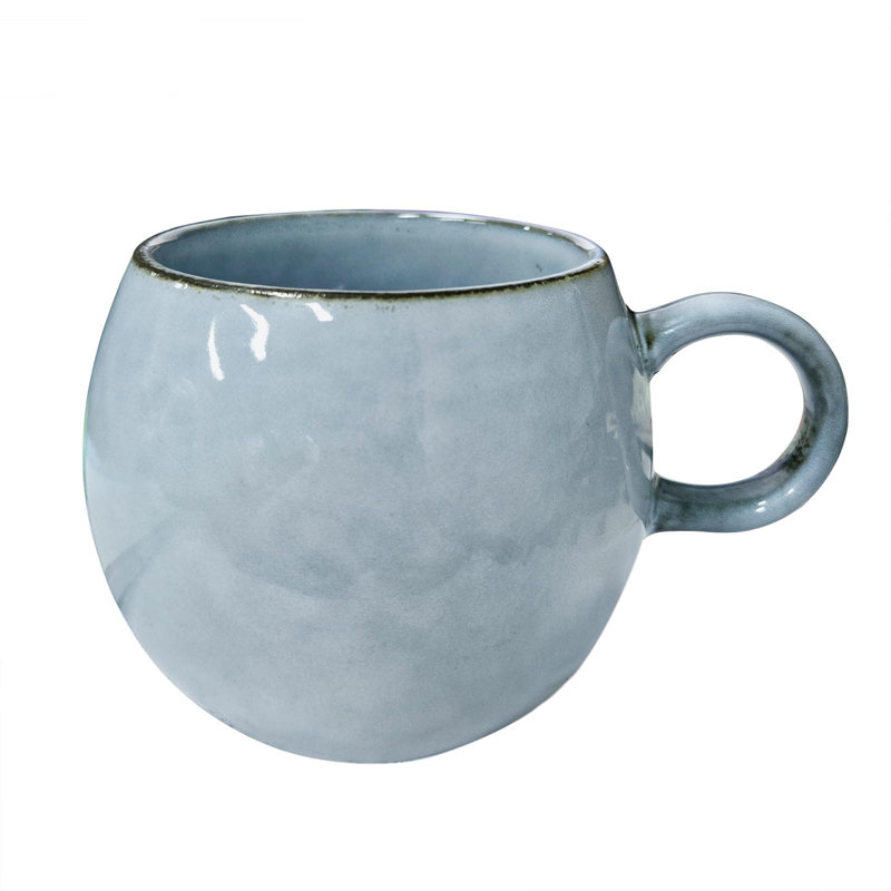 Grande tasse à café en céramique 16 oz, grande tasse à café ronde sans plomb avec poignée, tasse à thé rétro, allant au micro-ondes et au lave-vaisselle (bleu)