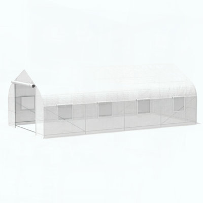 Walk-In Tunnel Greenhouse with Roll-Up Windows and Reinforced Steel Frame