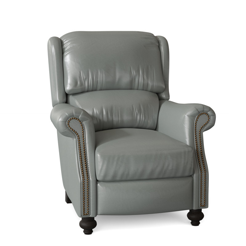 Bancroft Recliner, Aline Fumo Genuine Leather, Cobblestone, French Natural