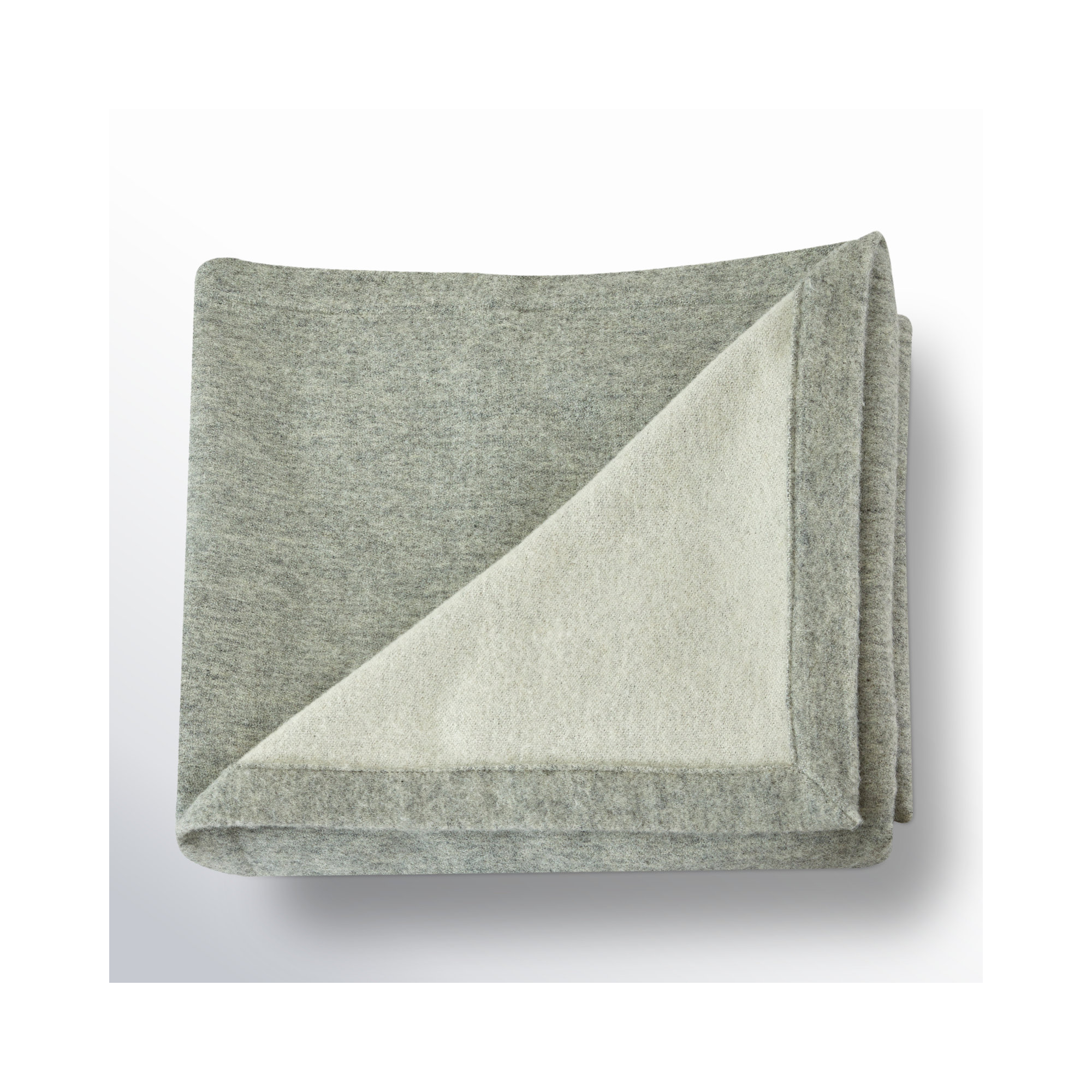Ballade Merino Wool Hand Woven Throw Blanket, Queen, Light Gray