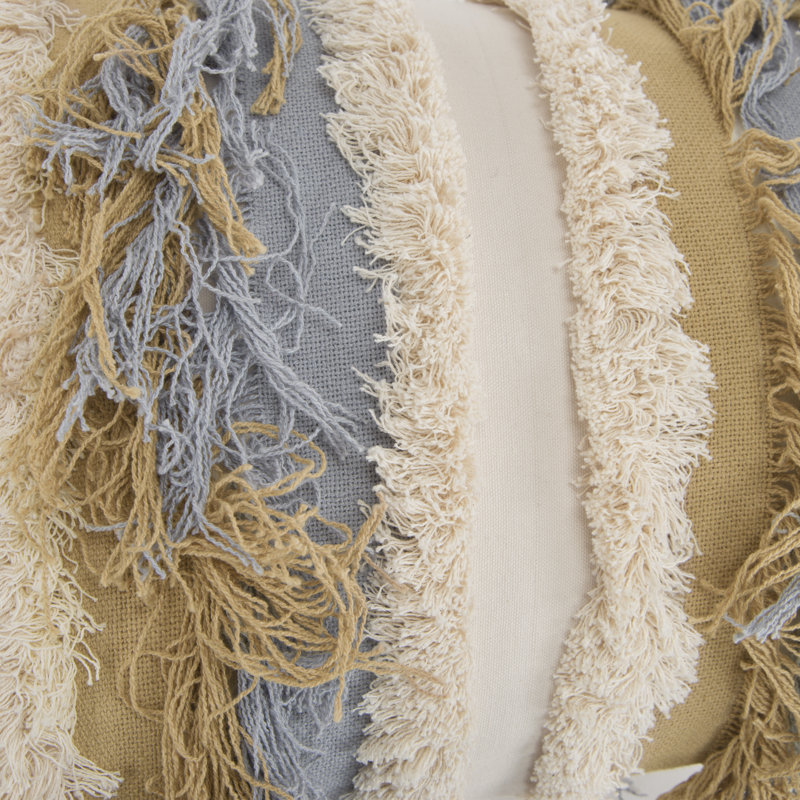 Small Multicolor Frayed Rectangular Bohemian Pillow