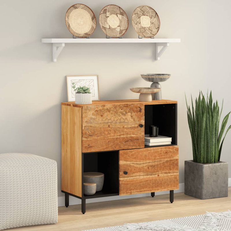 Bashir 2 - Door Rectangle Accent Cabinet, Brown/Black