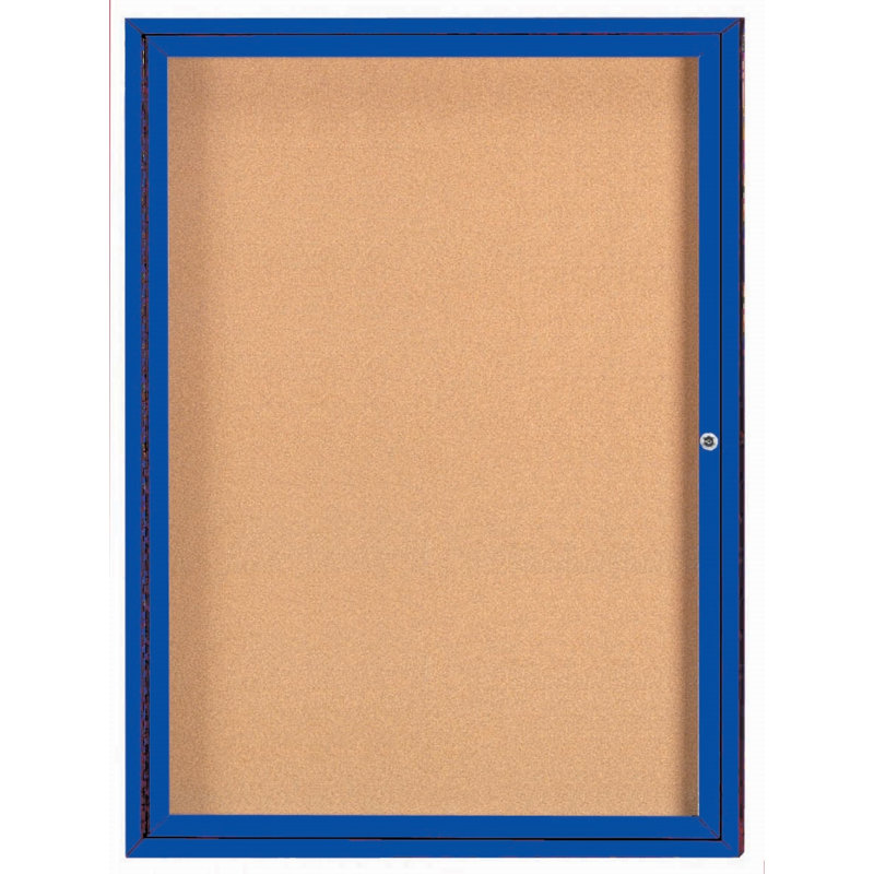 Panneau d'affichage mural fermé avec éclairage DEL, Bleu, Un, H 48 po x l 36 po
