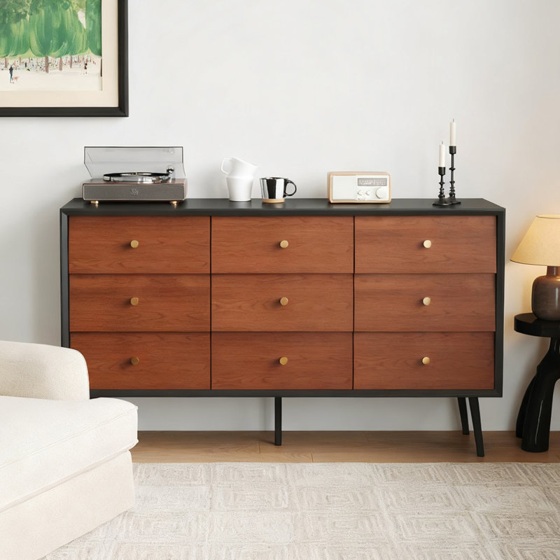 Walnut Solid + Manufactured Wood Accent Cabinet, 33.07" H x 62.99" W x 15.75" D