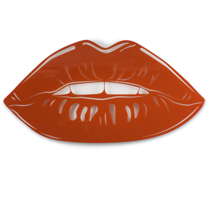 Décoration murale silhouette de lèvres, Rouge uni, H 14 po x l 26 po x P 1 po