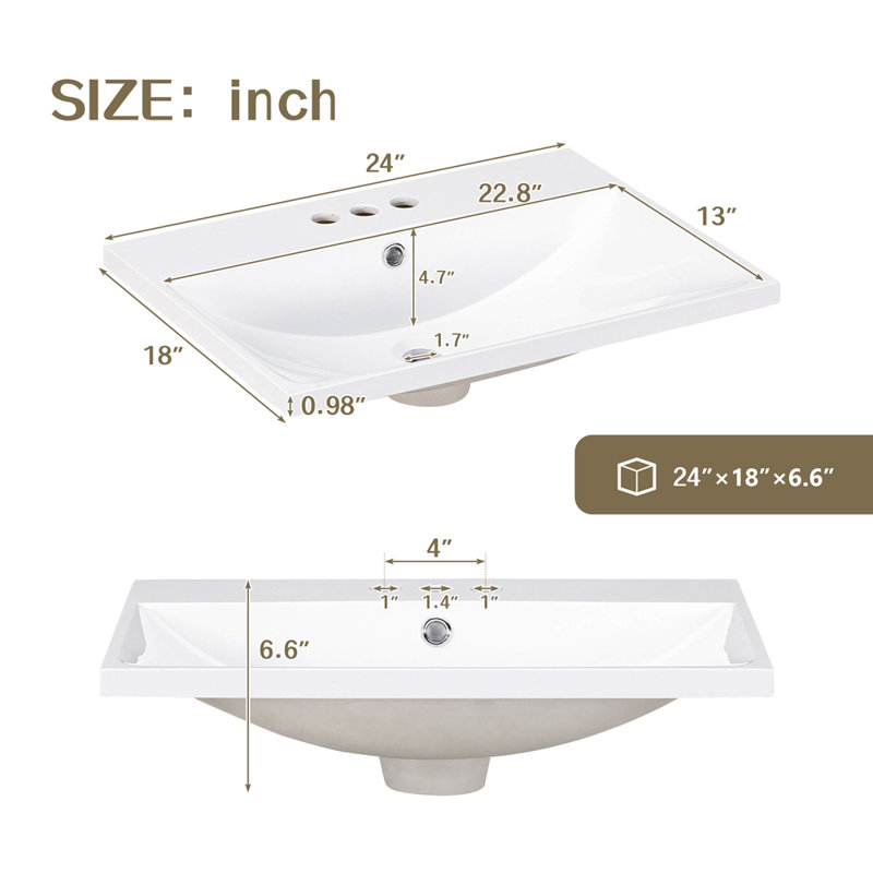 White Solid Wood Freestanding Bathroom Vanity with Ceramic Sink