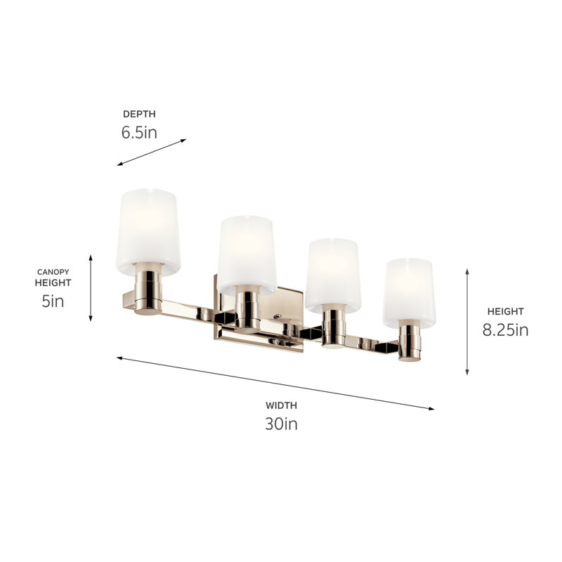 Polished Nickel 4-Light Vanity with Opal Glass Shades