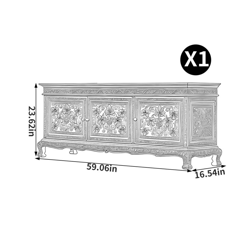 Thai style luxury carved TV stand