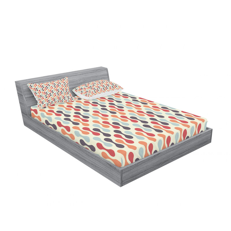 Microfiber Geometric Sheet Set, Queen Sheet Set with Fitted Sheet