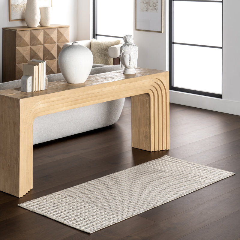 Yulia Geometric Bands Machine Washable Area Rug, Runner 2'6" x 6'