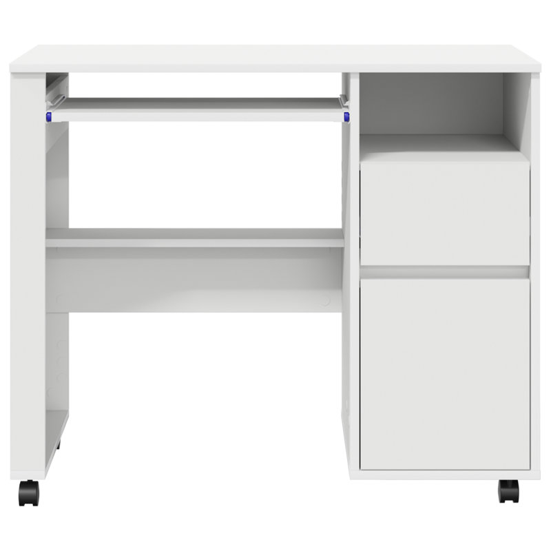 Computer Desk Engineered Wood Compact Drawers, White