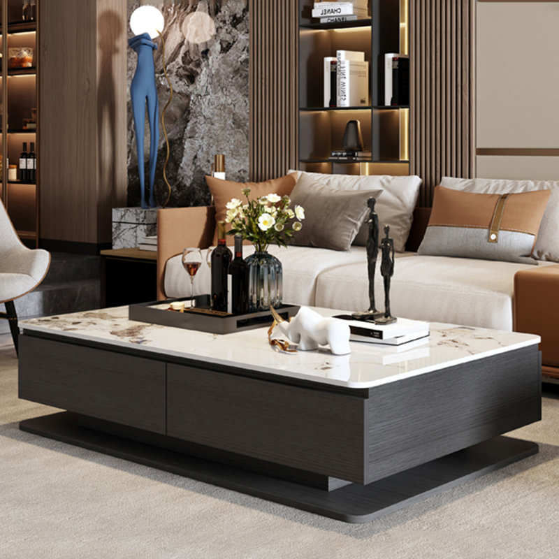 Table rectangulaire légère et luxueuse, H 16,9 po x L 55,1 po x l 31,5 po, Noir, noir, noir, noir
