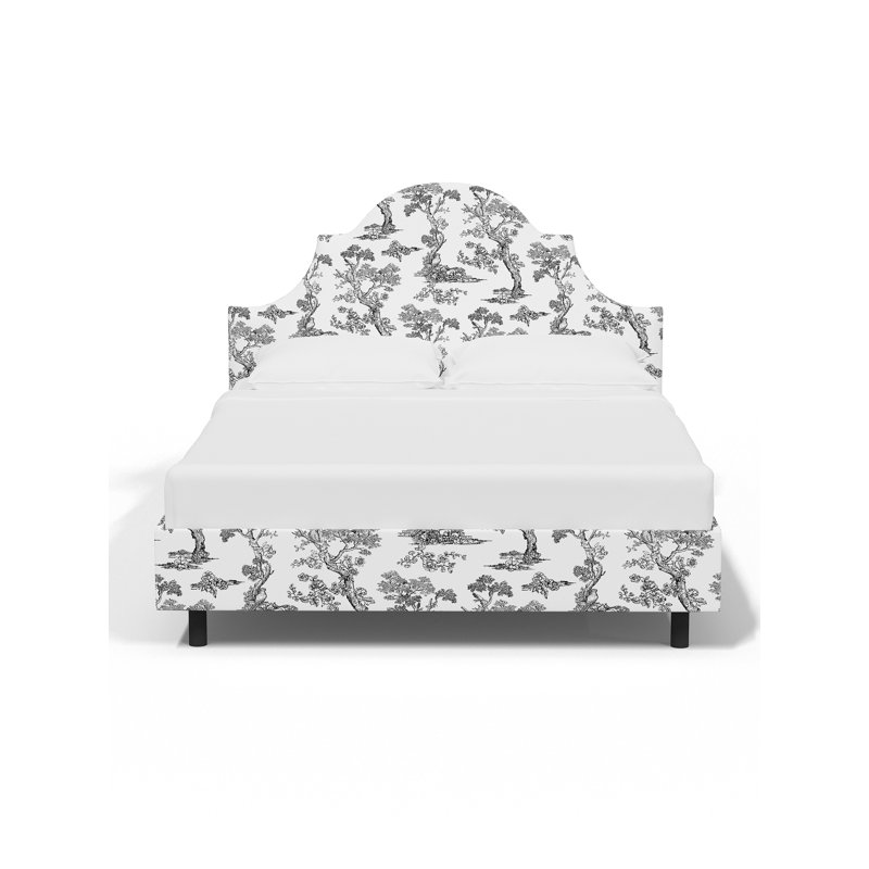 Red from Scalamandre Crafted by Cloth & Company Geneva Platform Bed in Pattern, Scm Toile Noir Linen, Full