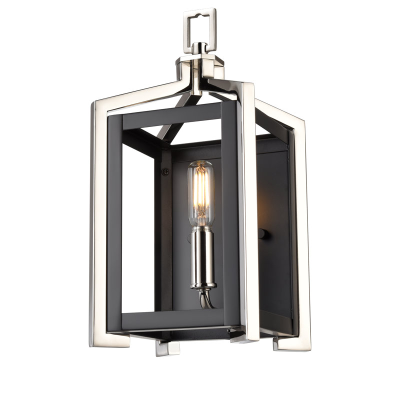 Applique murale 1 lumière 6 "Aken, Noir/nickel poli