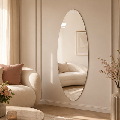 Miroir ovale pleine longueur 63 "x 24" sans cadre avec bord biseauté